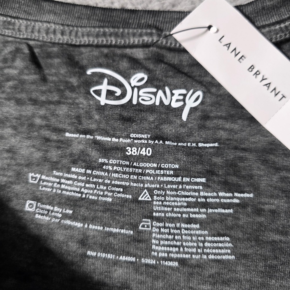 Disney Lane Bryant Womens 38/40 Top Gray Winnie the Pooh 3/4 Sleeve Graphic Tee - Picture 5 of 8